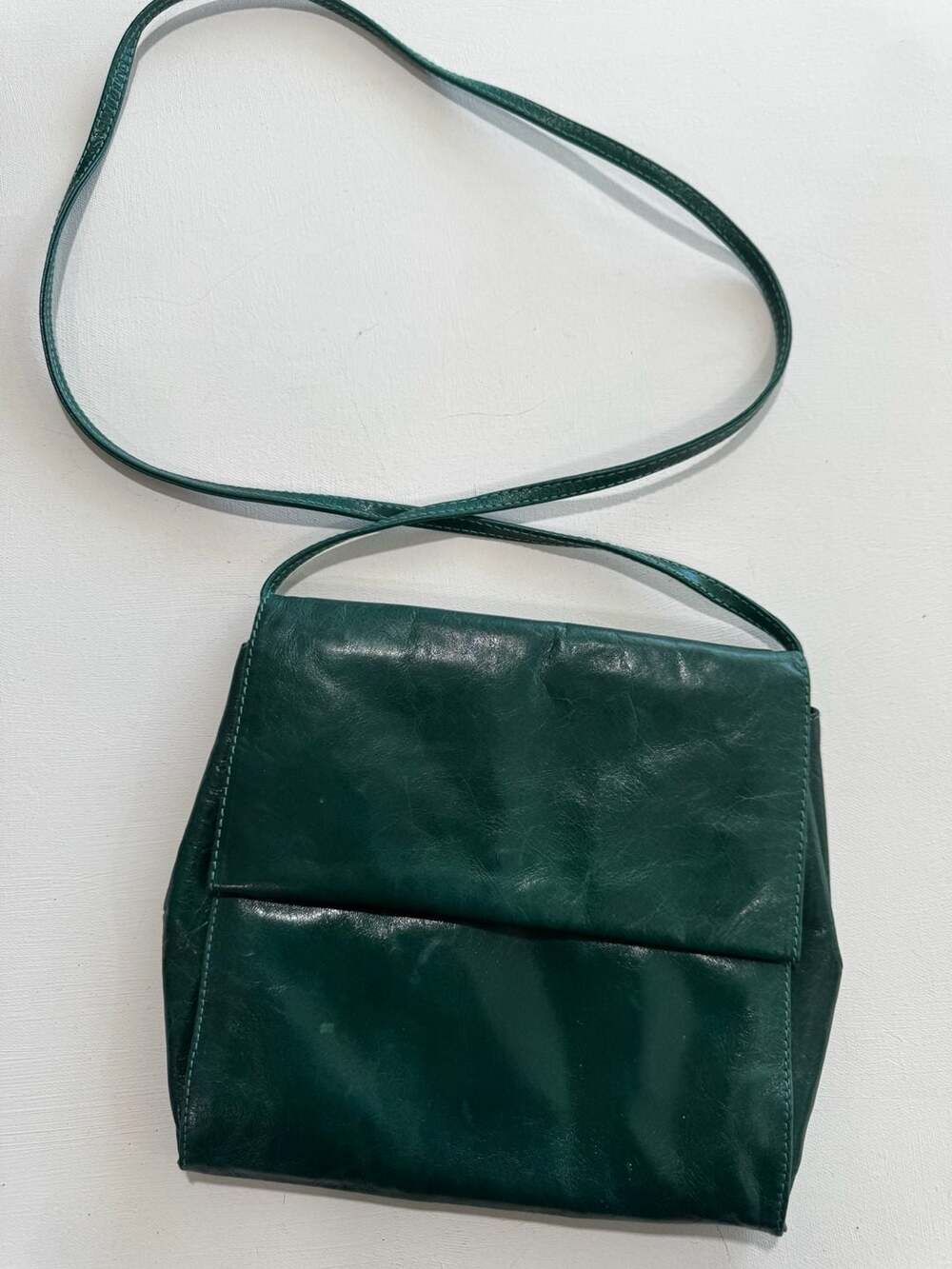 Lord & Taylor Vintage Italian Leather Crossbody Bag in Dark Green